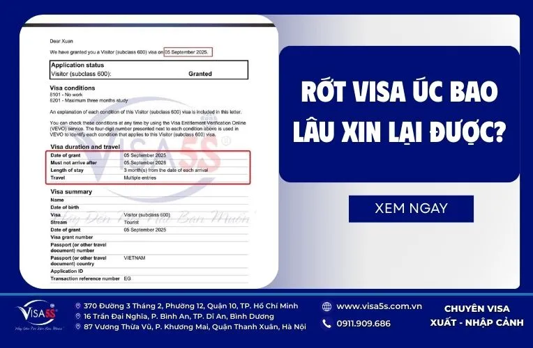 Rớt visa Úc bao lâu xin lại được?