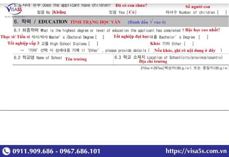 Điền thông tin Học vấn (Education)