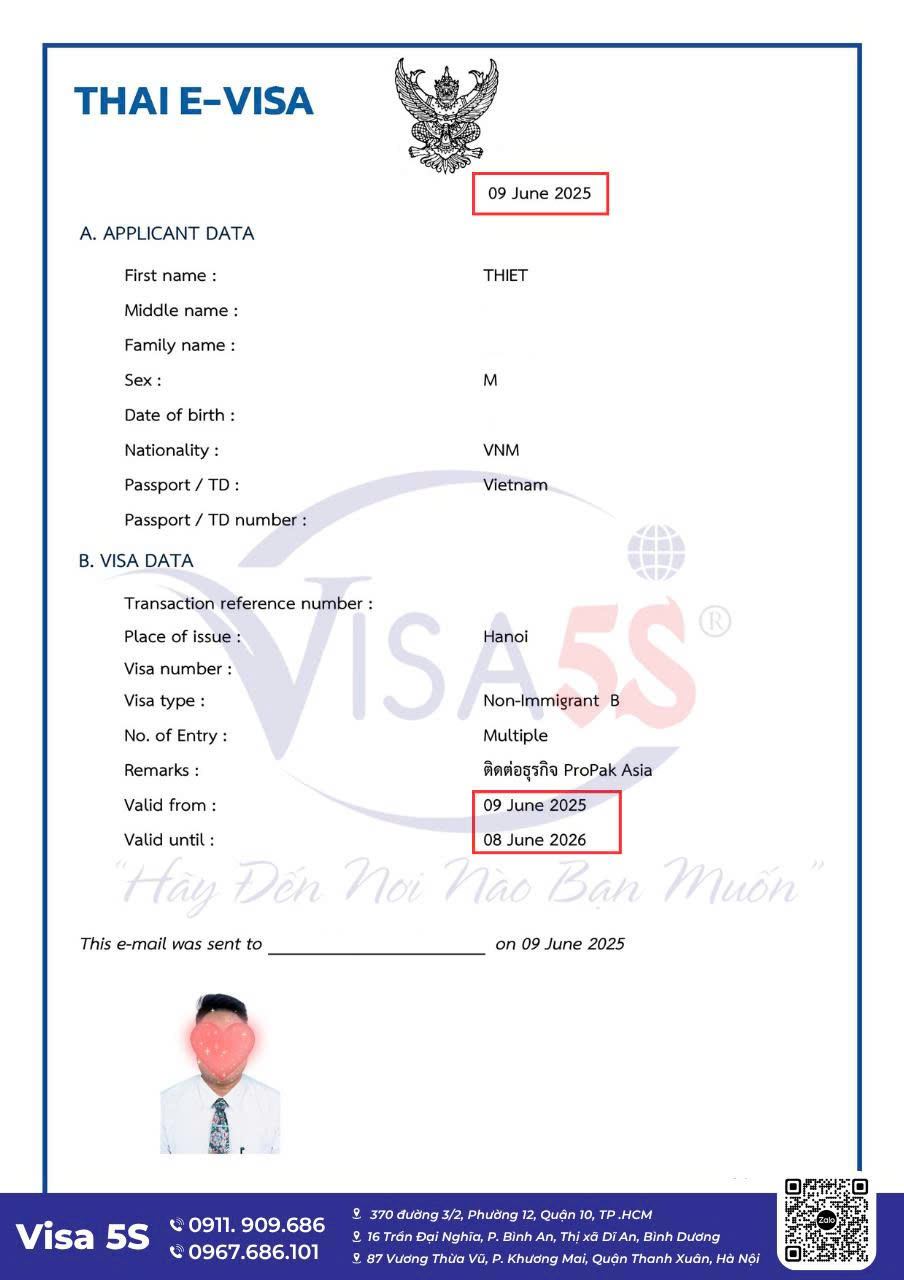 Hình ảnh Visa công tác Thái Lan thực tế mà Visa5S đã làm