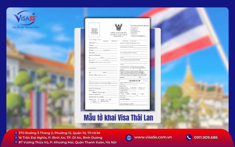 Tờ khai xin visa công tác thái lan.