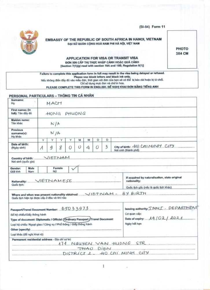 Hướng Dẫn Chi Tiết Làm Visa Đi Nam Phi