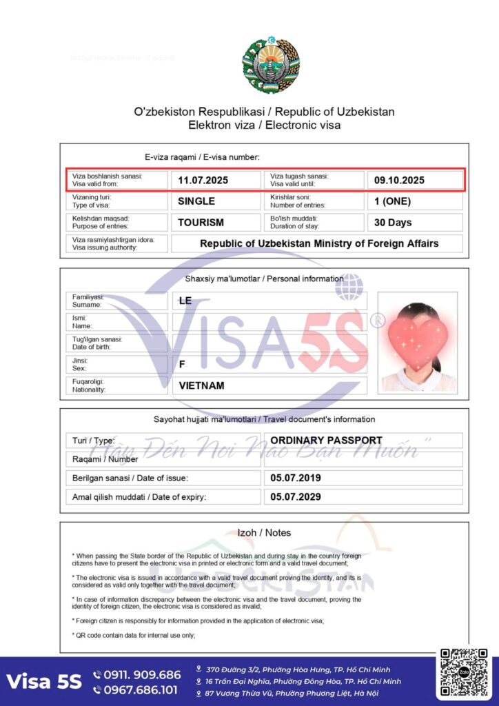 Các loại visa Uzbekistan phổ biến hiện nay