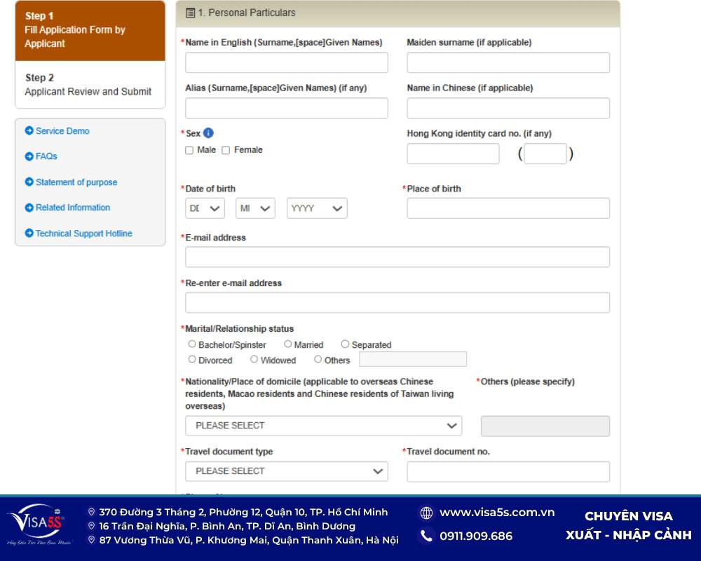 Điền thông tin chính xác vào đơn xin thị thực Hong Kong