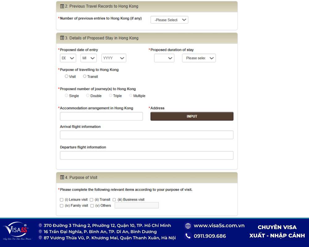 Liệt kê chi tiết về lịch sử di chuyển, kế hoạch chuyến khi xin visa du lịch Hong Kong.