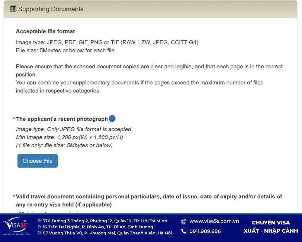 Tải toàn bộ giấy tờ được yêu cầu lên hệ thống để xin evisa Hong Kong