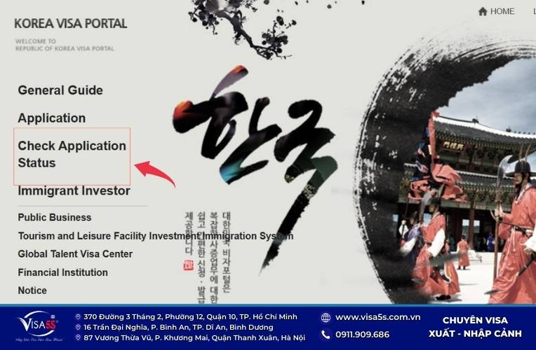 Truy cập vào Check Application Status điền thông tin tra cứu kết quả