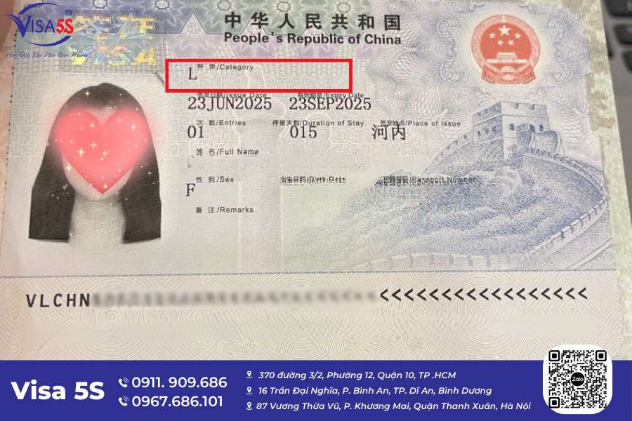 Visa Trung Quốc 2025: Hồ sơ & Lệ phí, Quy trình mới nhất 9 Visa du lịch có ký hiệu L, được cấp với mục đích du lịch, tham quan