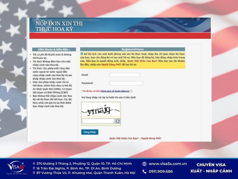 Đang kí tài khoản New User để đăng nhập xin gia hạn visa Mỹ