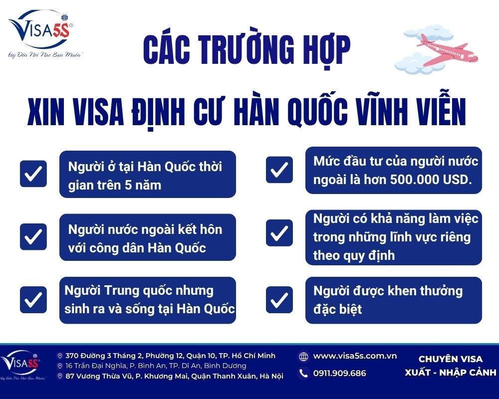Những trường hợp xin được visa định cư Hàn Quốc vĩnh viễn