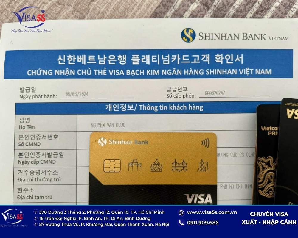 Xin visa Hàn Quốc bằng thẻ Shinhan có tăng tỷ lệ đậu visa không? 5 Thẻ tín dụng Shinhan Visa Platinum là dòng thẻ hạng Bạch Kim cao cấp do Ngân hàng Shinhan Việt Nam phát hành