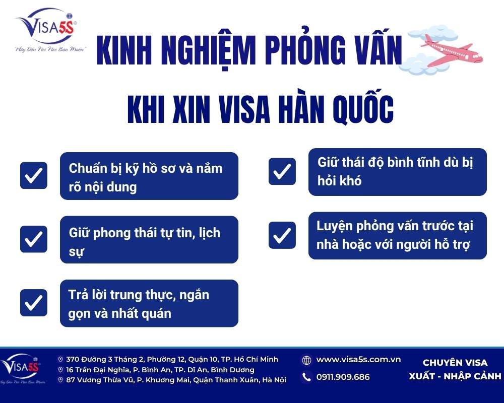 Kinh nghiệm phỏng vấn visa du lịch Hàn Quốc
