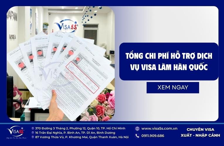 Bảng niêm yết chi phí dịch vụ làm visa Hàn Quốc bao gồm phí lãnh sự và phí xử lý hồ sơ.