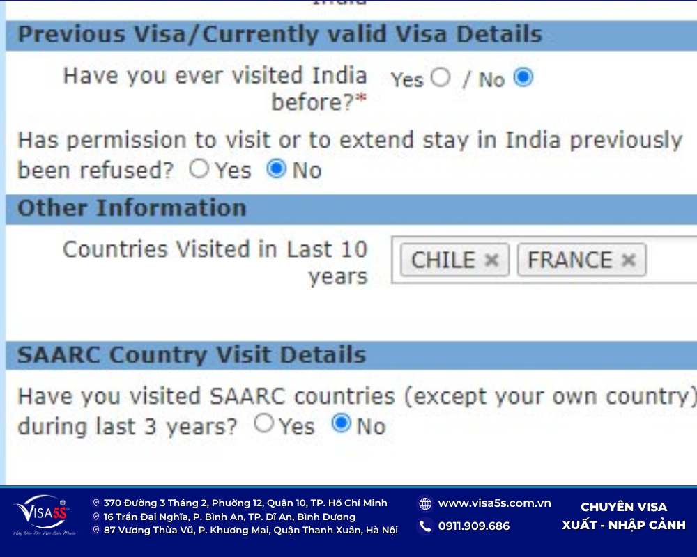 E-visa Ấn Độ 2026: Điều kiện & Cách điền đơn xin visa Ấn Độ online chi tiết 13 Xác minh các quốc gia đã từng đến trong 10 năm trên E-Visa Ấn Độ