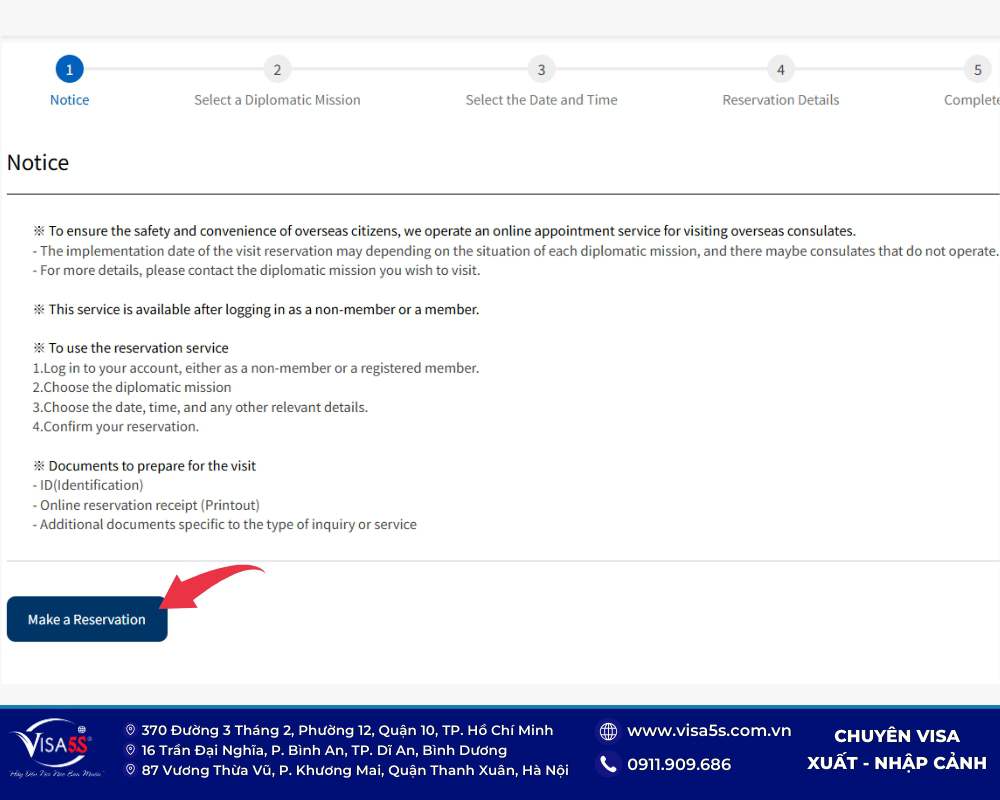 Hướng dẫn đặt lịch hẹn visa Hàn Quốc online chi tiết 2026 19 Nắm thông tin lưu ý và bắt đầu đặt lịch hẹn visa Hàn Quốc
