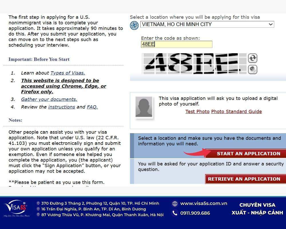 Hướng dẫn điền mẫu đơn xin visa Mỹ DS-160 mới nhất 2026 12 Truy cập trang khai DS-160 điền mẫu đơn xin visa Mỹ