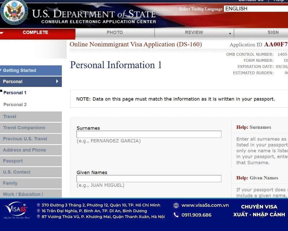 Hướng dẫn điền mẫu đơn xin visa Mỹ DS-160 mới nhất 2026 13 Đồng ý điều khoản và khai form visa Mỹ DS-160