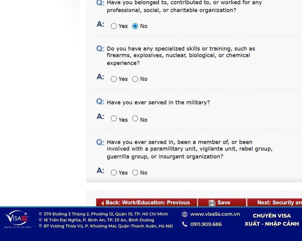 Hướng dẫn điền mẫu đơn xin visa Mỹ DS-160 mới nhất 2026 17 Nhập đủ địa chỉ liên hệ vào tờ khai form visa Mỹ DS-160