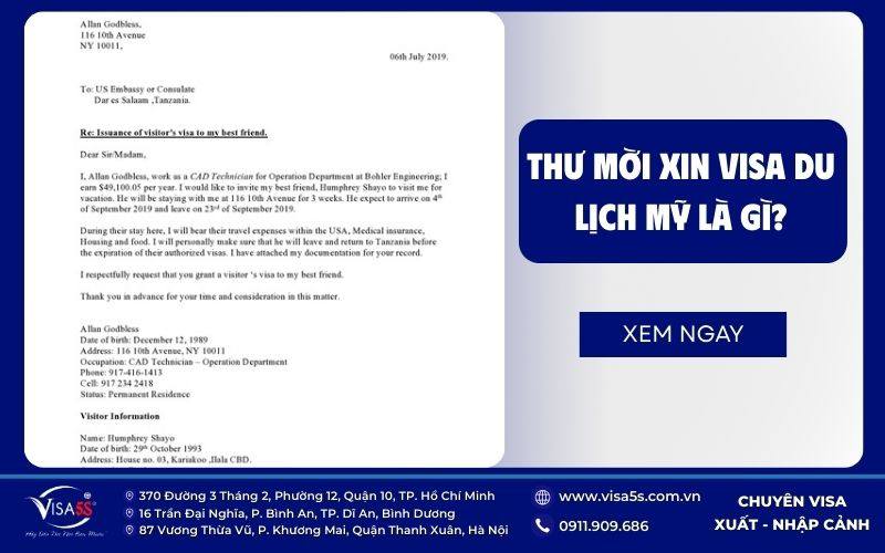 Hướng dẫn xin visa du lịch Mỹ có thư mời B2 mới nhất 2026 5 Thư mời xin visa du lịch Mỹ là gì?