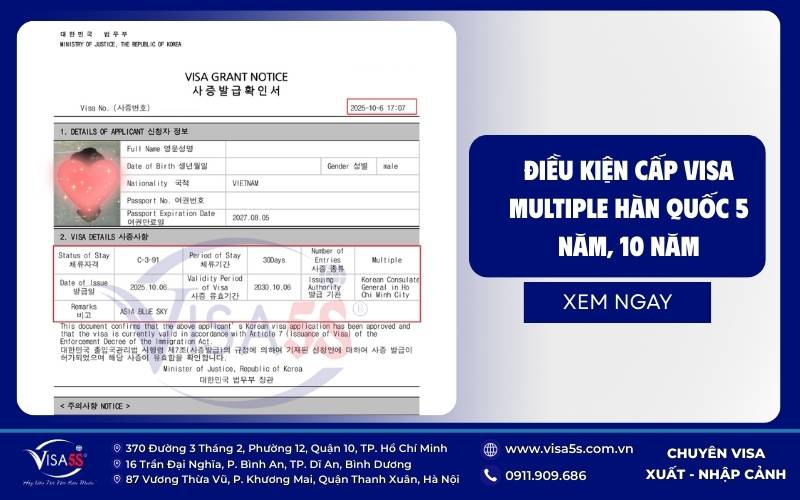 Điều kiện được cấp visa Visa Multiple đi Hàn Quốc 5 - 10 năm