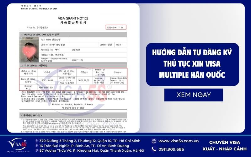 Quy trình thủ tục xin Visa Multiple đi Hàn Quốc chi tiết