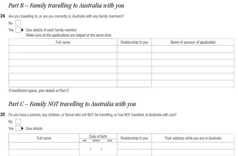 Mẫu đơn xin visa Úc (Form 1419) – Trang 7