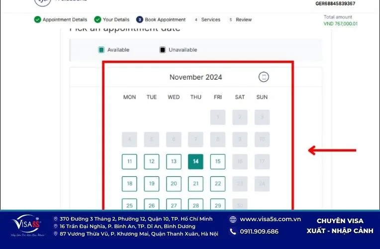 Hướng dẫn cách đặt lịch hẹn xin visa Đức cập nhật mới 19 Chọn ngày và giờ phù hợp để đặt lịch hẹn xin visa Đức