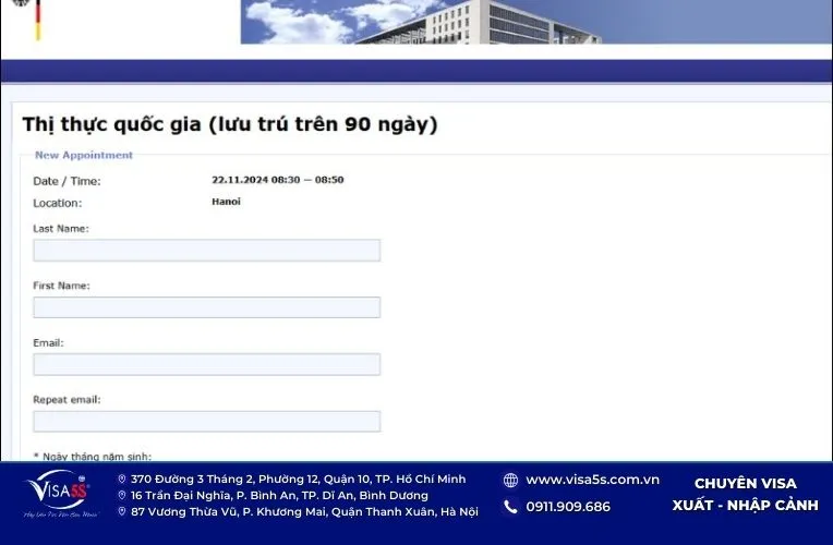 Hướng dẫn cách đặt lịch hẹn xin visa Đức cập nhật mới 28 Điền thông tin cá nhân theo yêu cầu của hệ thống