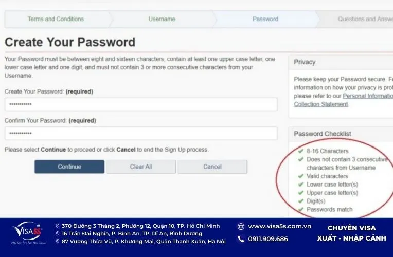 Hướng Dẫn Thủ Tục Xin Visa Canada Online Mới Nhất 8 Tạo tài khoản và lưu lại mật khẩu khi xin visa canada online