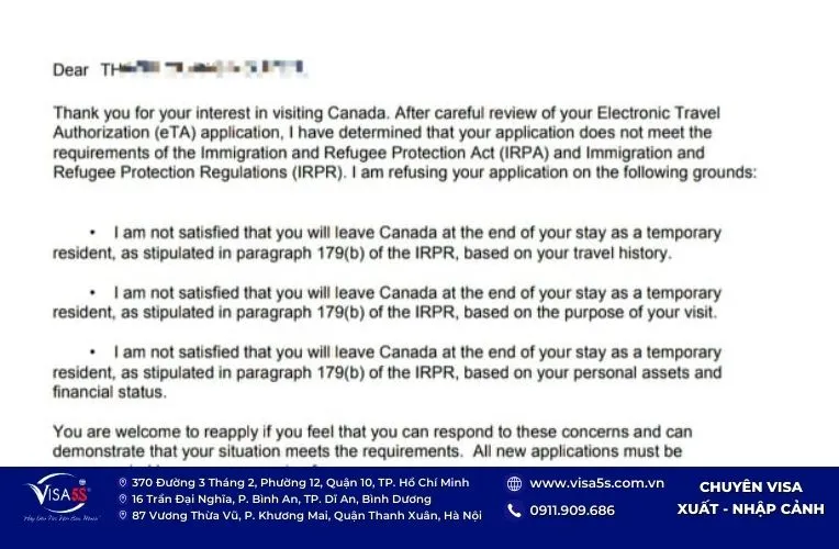 Thư từ chối Visa Canada là gì? Lý do và cách khắc phục 8 Thư từ chối visa Canada là gì? nội dung thường có trong thư