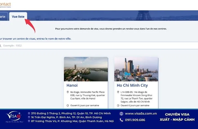 Chọn khu vực bạn nộp hồ sơ xin visa Pháp