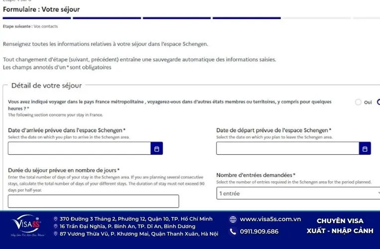 Hướng Dẫn Cách Điền Đơn Xin Visa Pháp Chi Tiết 9 Điền thông tin lưu trú vào đơn xin visa Pháp