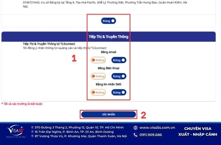 Đồng ý với các lựa chọn