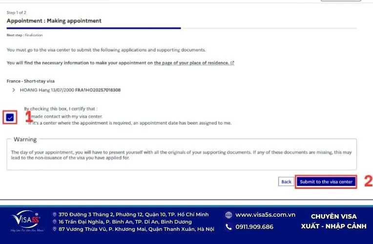 Hoàn tất nộp hồ sơ xin visa Pháp