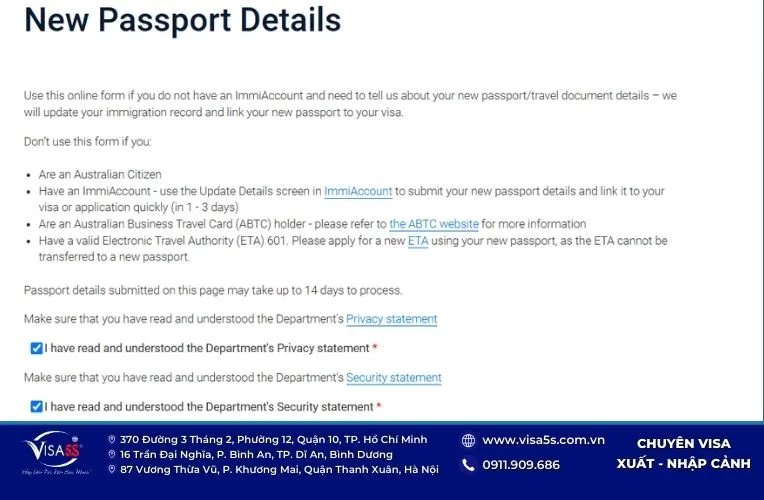 Cách chuyển visa Úc sang hộ chiếu mới online nhanh nhất 13 Hoàn thành biểu mẫu trực tuyến Form New Passport Details