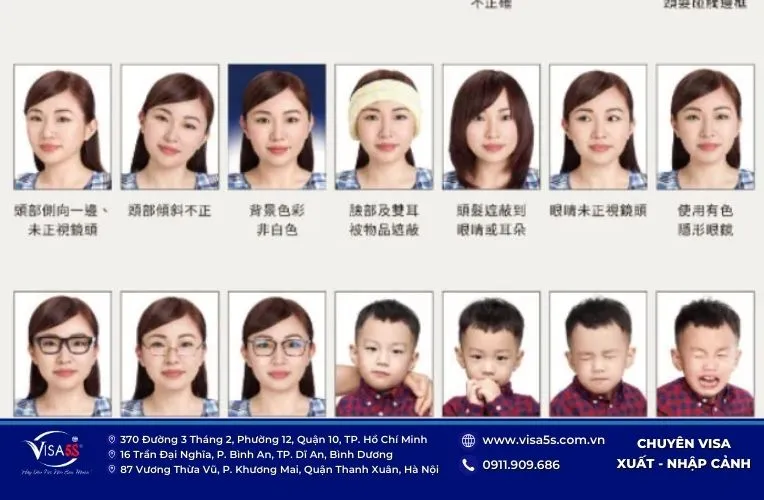 Lỗi thường gặp khi chụp ảnh thẻ visa Đài Loan