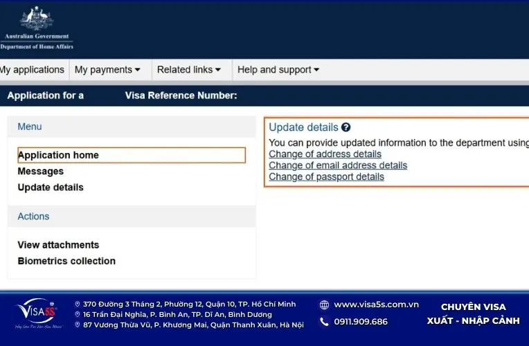 Cách chuyển visa Úc sang hộ chiếu mới online nhanh nhất 10 Truy cập vào mục cập nhật