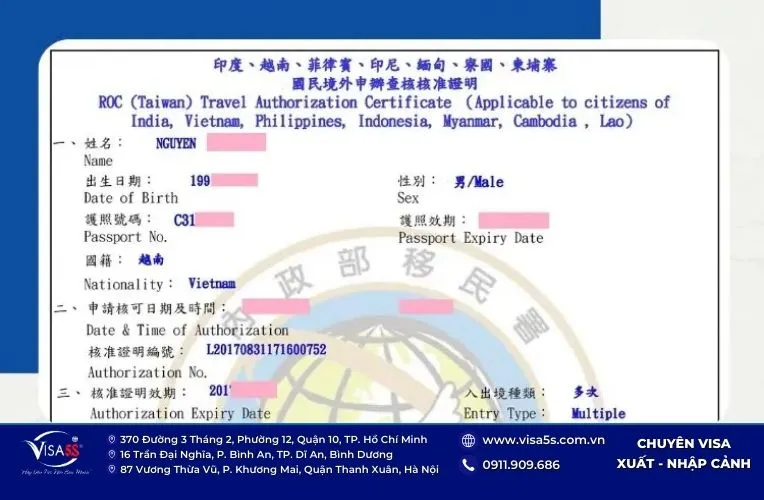 Tra cứu visa Đài Loan online trên Website