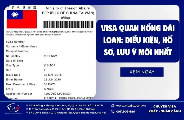 Visa Quan Hồng Đài Loan là gì? Điều kiện, hồ sơ, lưu ý mới nhất 5 Visa Quan Hồng Đài Loan: Điều kiện, hồ sơ, lưu ý mới nhất