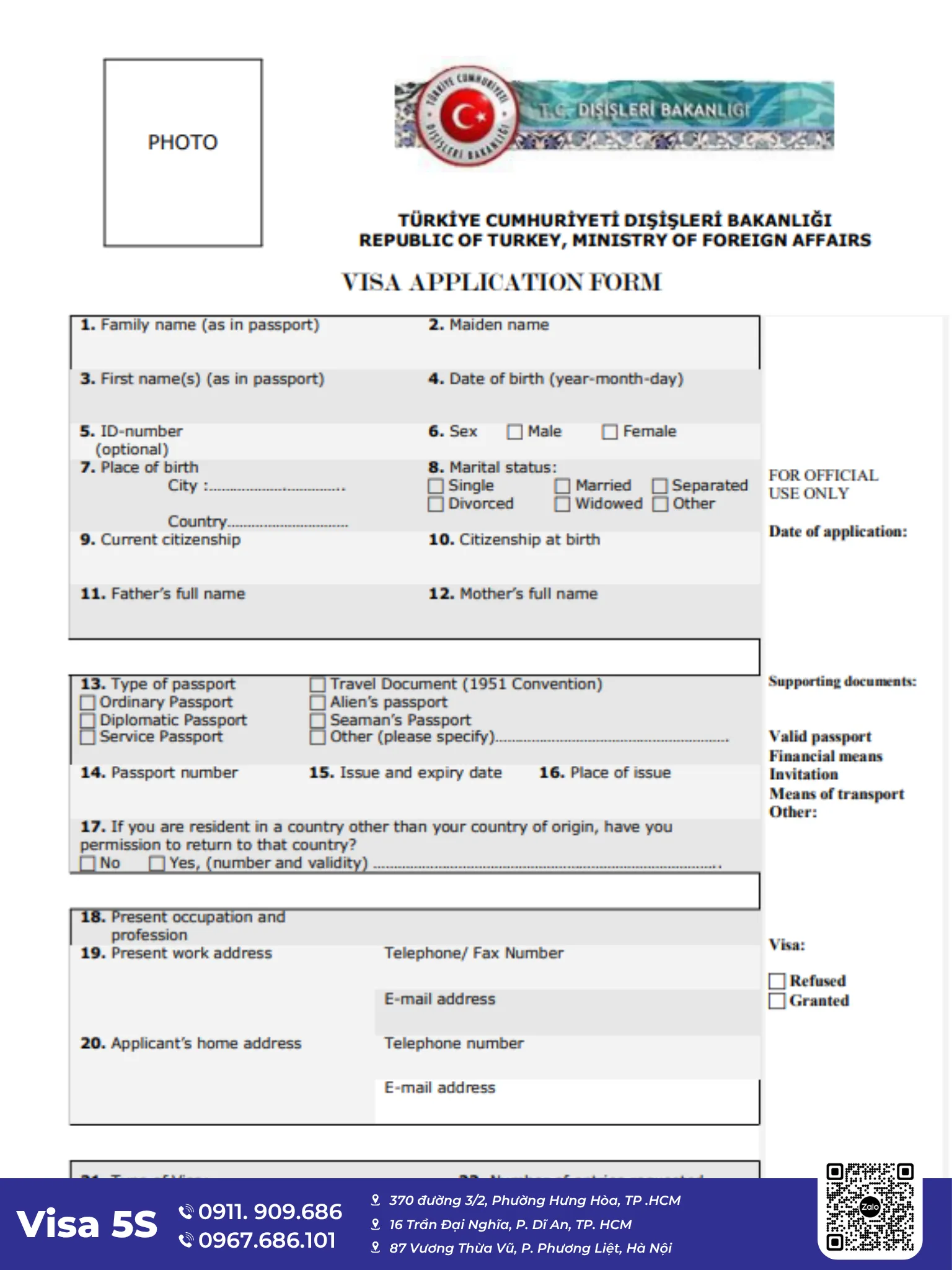 Cách điền đơn xin visa Thổ Nhĩ Kỳ chi tiết