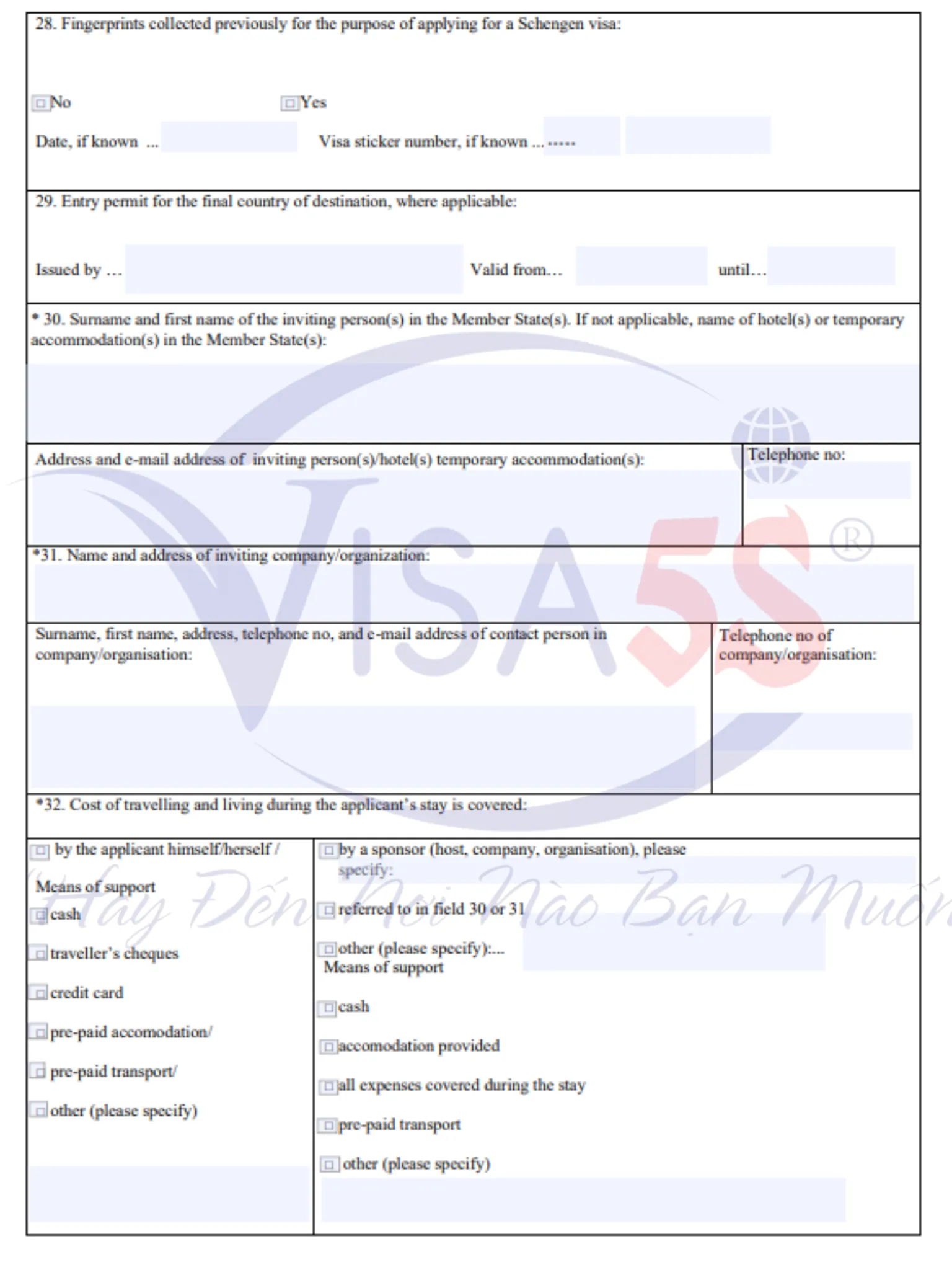 Mẫu Đơn Xin Visa Hy Lạp: Cách Điền Form Chuẩn Và Lưu Ý 7 Nhập thông tin hành trình chuyến đi vào tờ khai xin visa Hy Lạp
