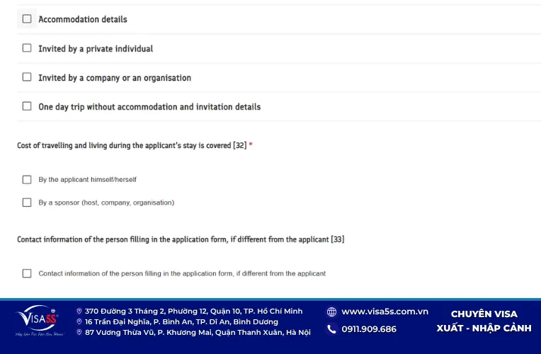 Hướng Dẫn Điền Mẫu Đơn Xin Visa Phần Lan Trực Tuyến 11 Thông tin liên hệ người nộp tại khu vực Schengen